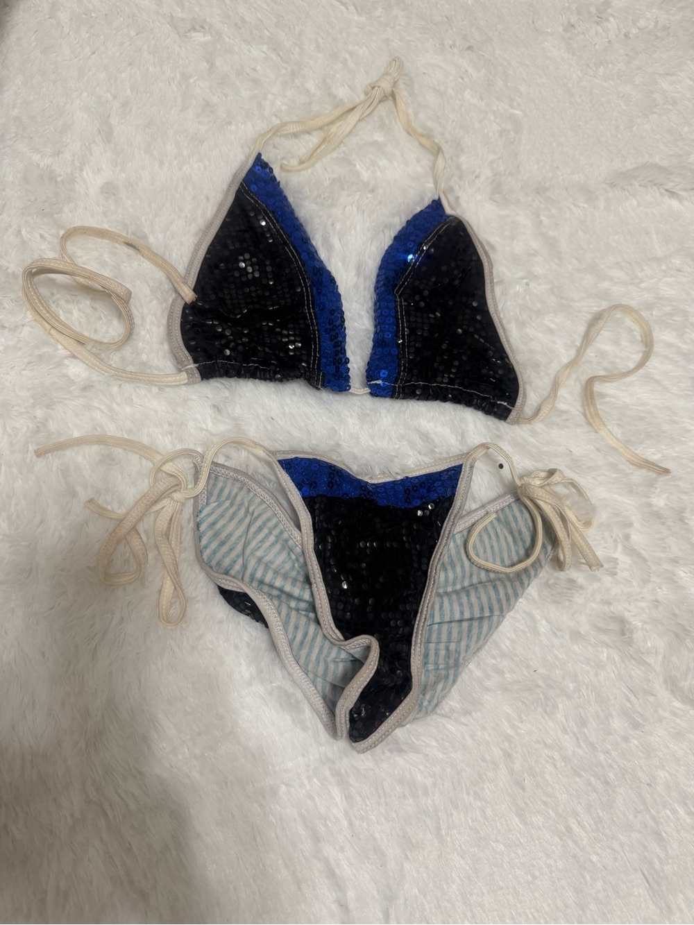 Medium black blue sequin bikini y2k festival rave raver dancer low rrise
